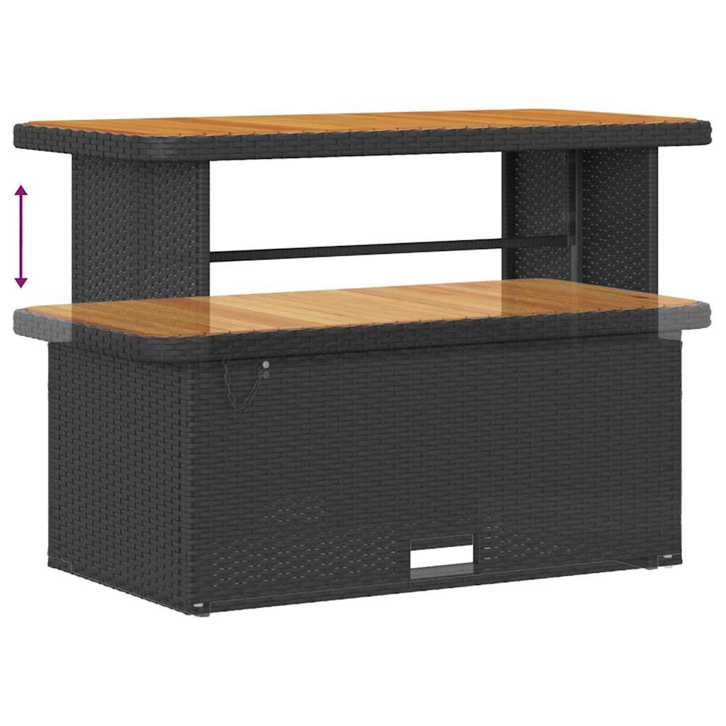 Garten-Sofa-Set mit Kissen mit Speicher Schwarz Poly Rattan